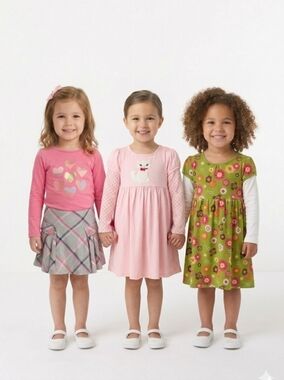 LOT of 5 Girl's Size 6/7 Years Cotton Top, 2 Dresses, 2 Skirts